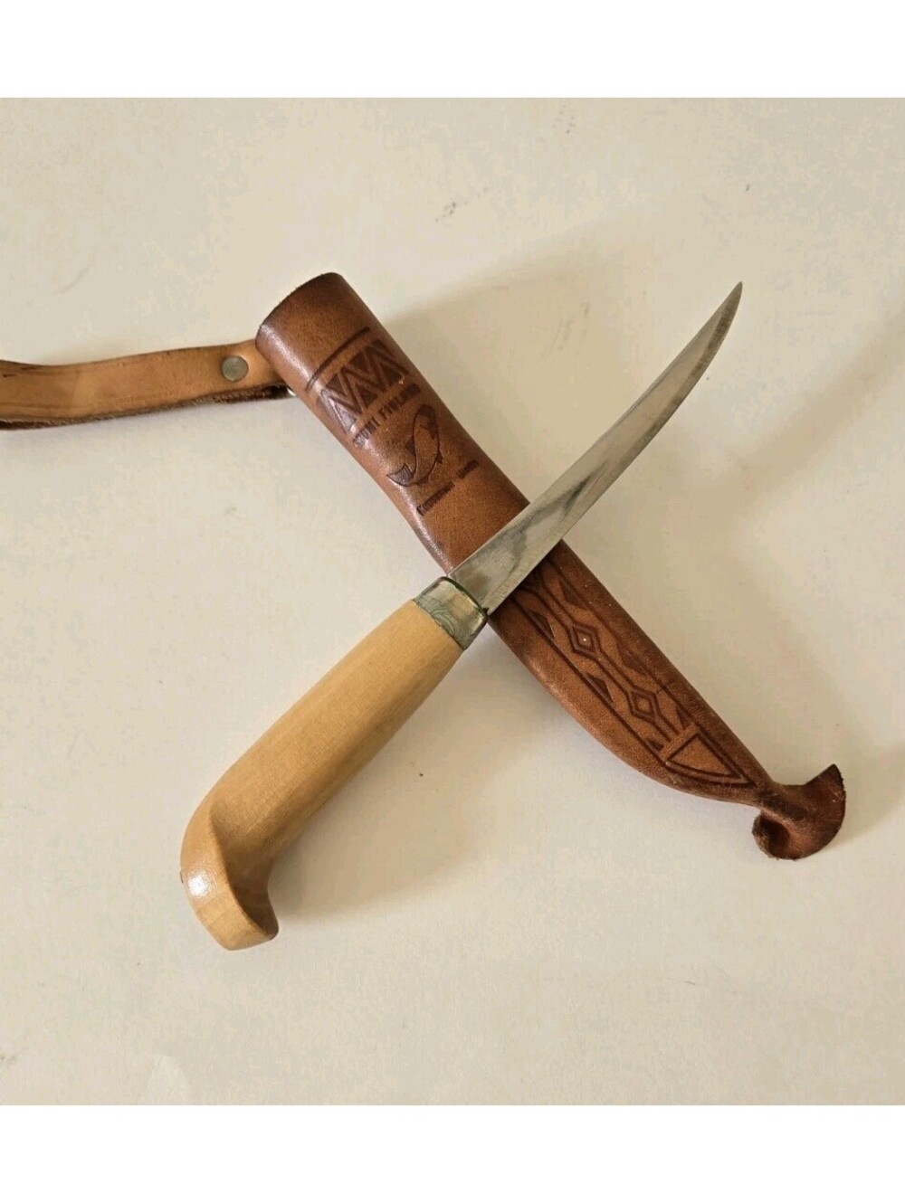 VTG Finland Fish Fillet Knife Sheath Hunting Fishing Kuusamon Uistin Fixed Blade